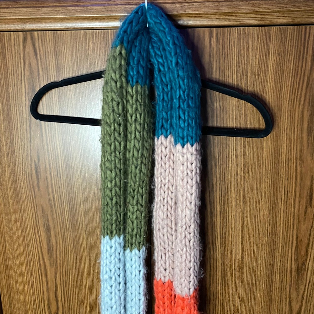 Mersea Colorblock Scarf Women OS Multicolor Chunky Hand Knit Oversized Accessory
